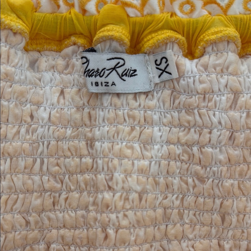 Yellow Ruffled Off-Shoulder Top - Picture 3 of 5